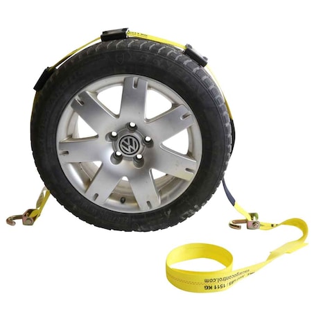 Us Cargo Control 2"x10' OEM ReplaceWheelStrap w/ 2 Swivel J Hooks, 3 Adjust. RubberClts WNTH41-10